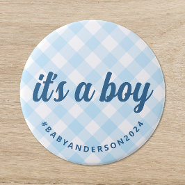 Det är en Boy Gingham Baby Shower Knapp