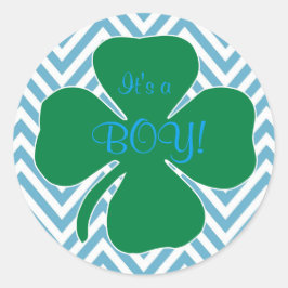 Det är en Boy Irish Temed Baby Shower Stickers Runt Klistermärke
