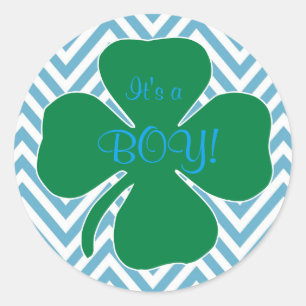 Det är en Boy Irish Temed Baby Shower Stickers Runt Klistermärke
