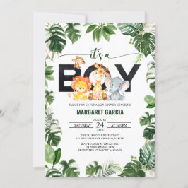 Det är en Boy Jungle Safari Animals Baby Shower Inbjudningar