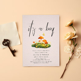 Det är en Boy Magic Mushroom Woodland Baby Shower Inbjudningar