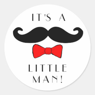 Det är en Boy Mustache och Red Bowtie Runt Klistermärke