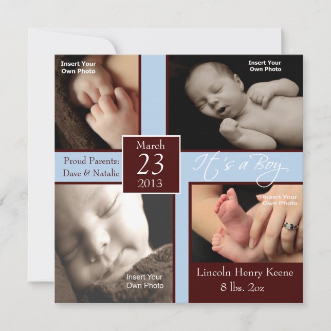 Det är en Boy Photo Collage Tillkännagivande för f Meddelande (Framsida)