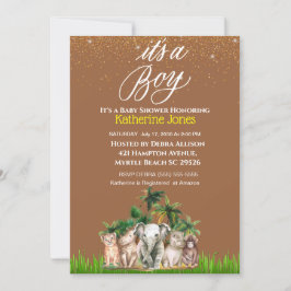Det är en Boy Safari Animals Baby Shower Inbjudningar