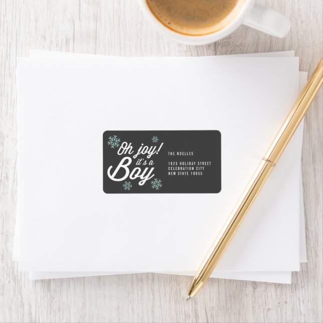 Det är en Boy Snöflingor Helgdag Birth Adress Adressetikett (Insitu)