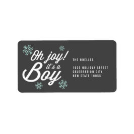 Det är en Boy Snöflingor Helgdag Birth Adress Adressetikett
