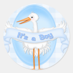 Det är en Boy Stork Sticker Runt Klistermärke