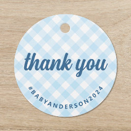 Det är en Boy Tack Gingham Baby Shower Gåvor Etiketter