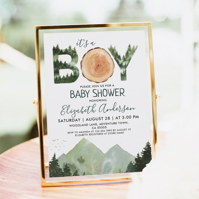 Det är en Boy Watercolor Woodland Baby Shower Inbjudningar (Skapare uppladdad)