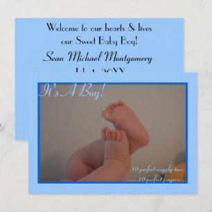 Det är en Boy Wiggly Toes Photo Tillkännagivande f