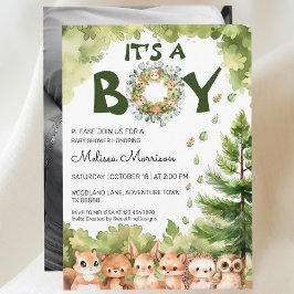 Det är en Boy Woodland Paradise Pojke Shower Inbjudningar