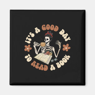 Det är en Bra dag att läsa Bok Skeleton Groovy Hal Magnet