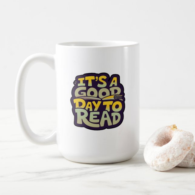 Det är en bra dag att läsa psykedelisk typografi  kaffemugg (Med munk)