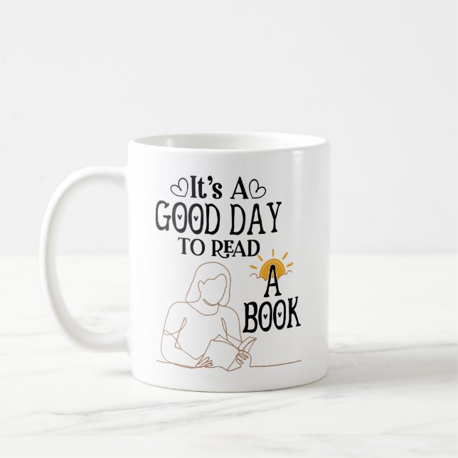 Det är en Bra dag att läsa Shirt, Bookish Shirt, B Kaffemugg (Vänster)