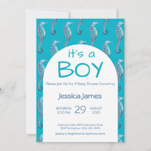Det är en BY Blue Seahorse Baby Shower-inbjudan Inbjudningar