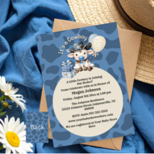 Det är en Cowboy Blue & Beige Baby Shower-inbjudan Inbjudningar