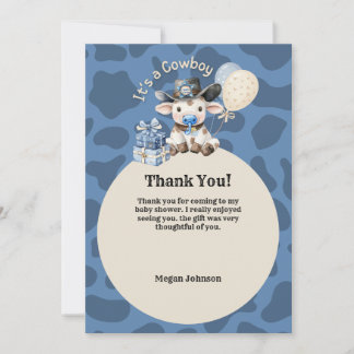 Det är en Cowboy Blue & Beige Baby Shower Tack Kort