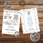 Det är en Cute Blue | Greige Robot Baby Shower Tack Kort<br><div class="desc">Robot-themed "Det är en pojke" Babykläder "Tack"-design. Sammansatt design efter Helgdag Hearts-design.</div>