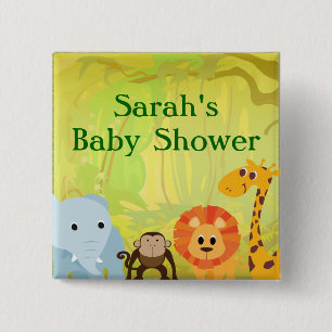 Det är en djungelbaby shower knapp