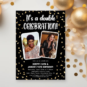 Det är en dubbel firande fotobirthdayparty inbjudningar