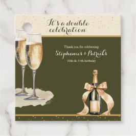 Det är en dubbel födelsedagsfirande Grön Champagne Gåvor Etiketter