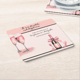 Det är en dubbel födelsedagsfirande rosa champagne underlägg papper kvadrat