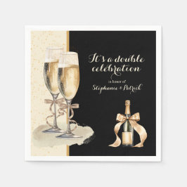 Det är en Dubbla Firande Guld Champagne Party Pappersservett
