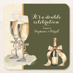 Det är en Dubbla Firande Guld Champagne Party Underlägg Papper Kvadrat