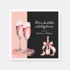 Det är en Dubbla Firande Rosa Champagne Birthday Pappersservett