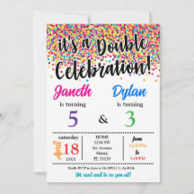 Det är en dubbla Syskon på födelsedagsinbjudan