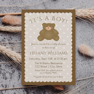 Det är en Elegant Grizzly Bear Unge Baby Shower Inbjudningar