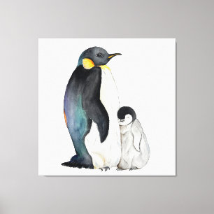 Det är en familj av penguiner vattenfärg teckning canvastryck