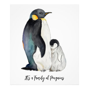 Det är en familj av penguiner vattenfärg teckning fototryck