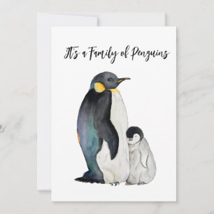 Det är en familj av penguiner vattenfärg teckning inbjudningar