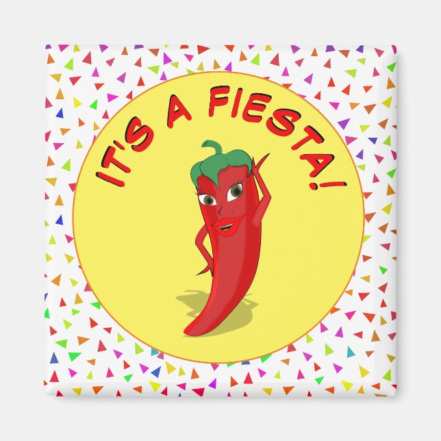 Det är en Fiesta med Konfetti Mönster Magnet (Framsidan)