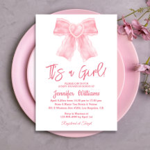 det är en flicka akvarell rosa baby shower
