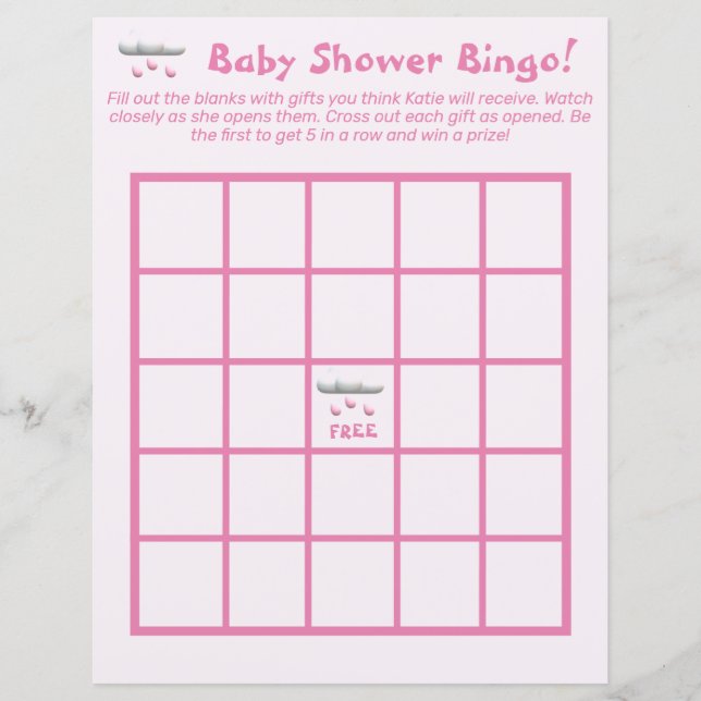 Det är en flicka Anpassade Baby Shower Bingo (Framsida)
