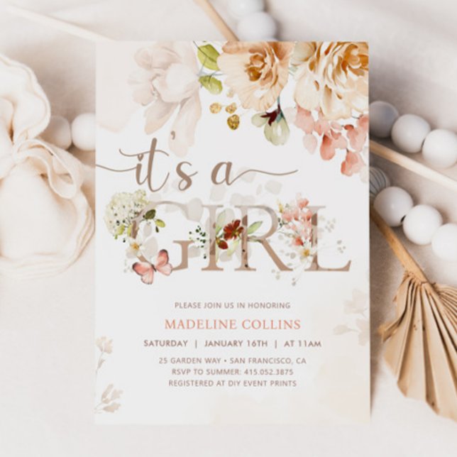 Det är en flicka, Baby i Bloom, Garden Baby Shower Inbjudningar (Skapare uppladdad)