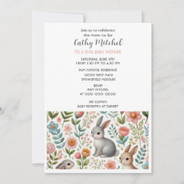 Det är en flicka Baby Shower Blommig Inbjudan