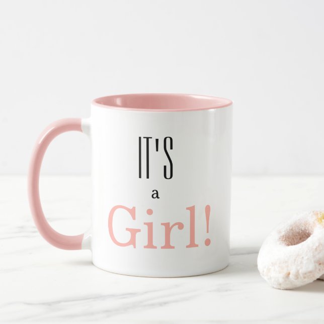 Det är en flicka! Baby Shower Gender Reveal Mugg (Med munk)