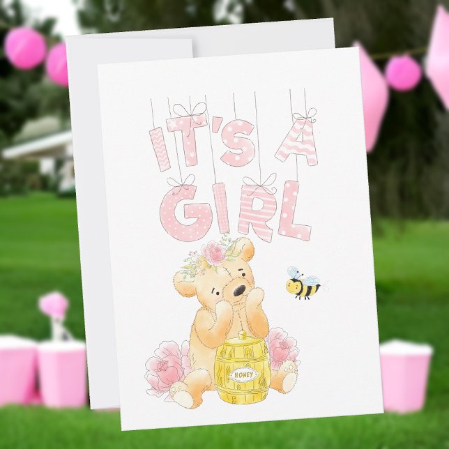 Det är en flicka Baby Shower Nalle honeyBee Inbjud (Skapare uppladdad)