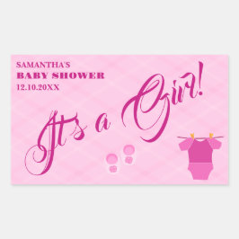 Det är en flicka! Baby Shower Rosa Modern. Napkins Rektangulärt Klistermärke