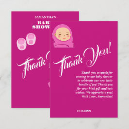 Det är en flicka! Baby Shower Rosa Modern. Tack Kort