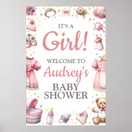 Det är en flicka! Babyduschhängning poster