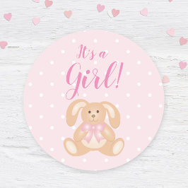 Det är en flicka babyskabare, Cute Rosa-kanin Runt Klistermärke