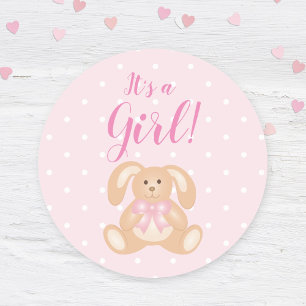 Det är en flicka babyskabare, Cute Rosa-kanin Runt Klistermärke