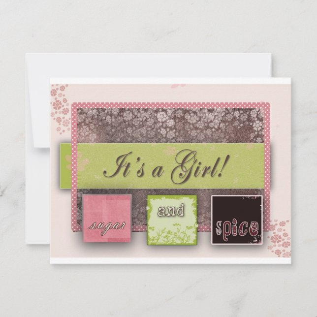 Det är en flicka Babyskuss Inbjudningar (Framsida)