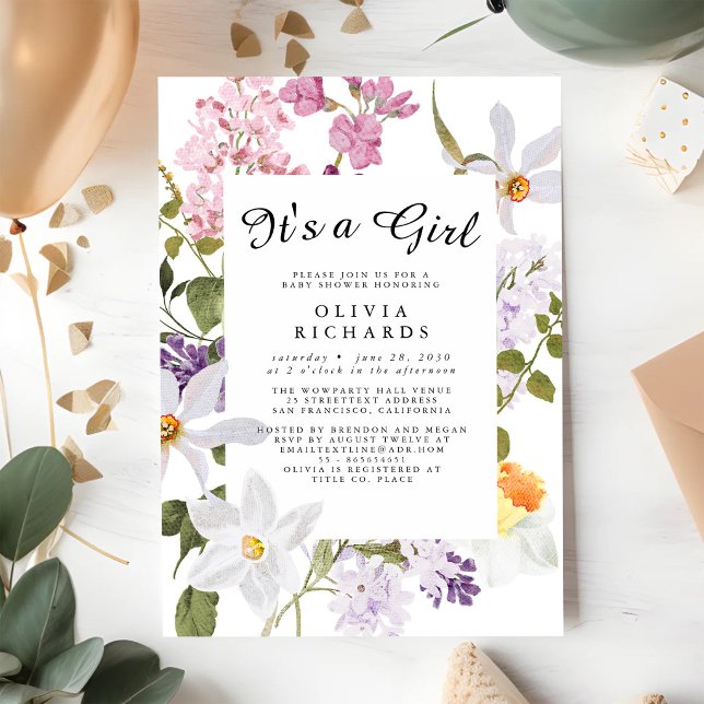 Det är en flicka Blommig Baby Shower Inbjudan (Skapare uppladdad)