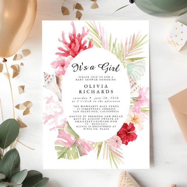 Det är en flicka Blommig Baby Shower Inbjudan (Skapare uppladdad)