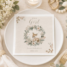 Det är en flicka Blommig hjort Baby Shower Bord De